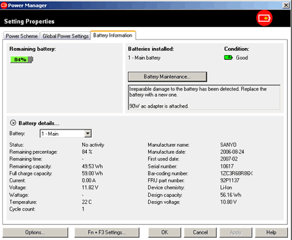 Felmeddelande från Power Manager (Strömhanteraren)